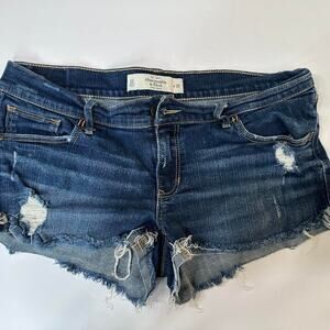 Abercrombie & fitch navy denim distressed shorts size 10